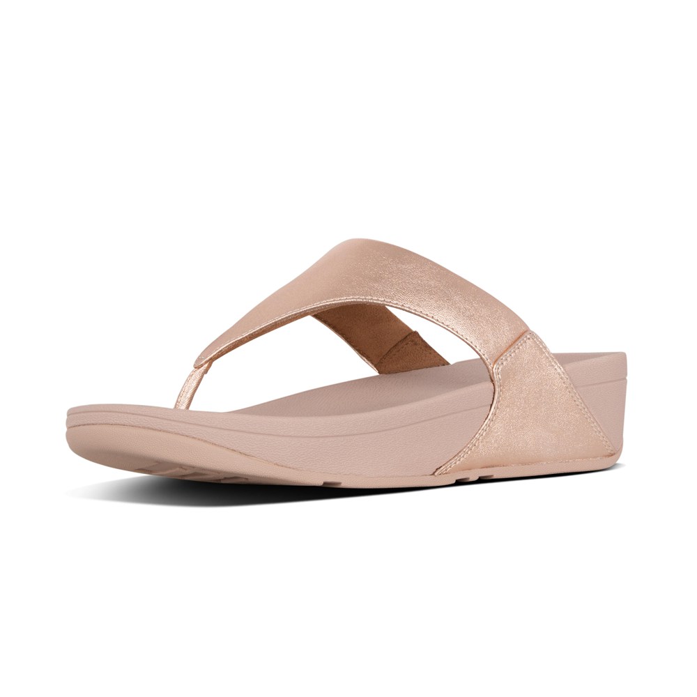 Fitflop Womens Sandals Rose Gold - Lulu Leather Toe-post - CU4960832